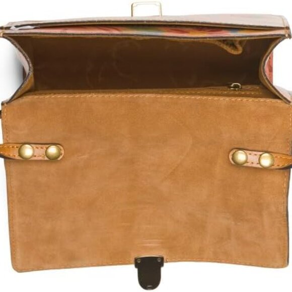 Patricia Nash Locri Citrus Rose Flowers Leather Crossbody / Satchel Convertible - Picture 2 of 4